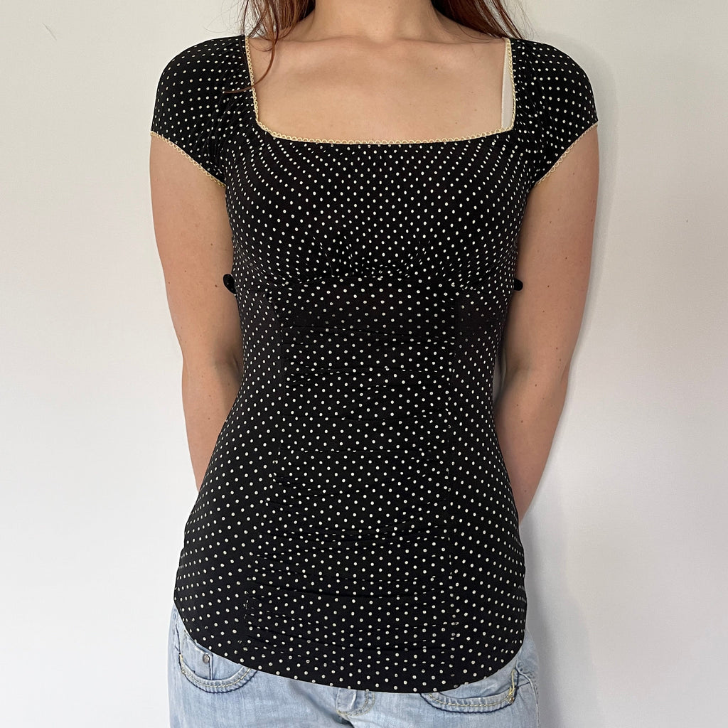 polka dot milkmaid style top