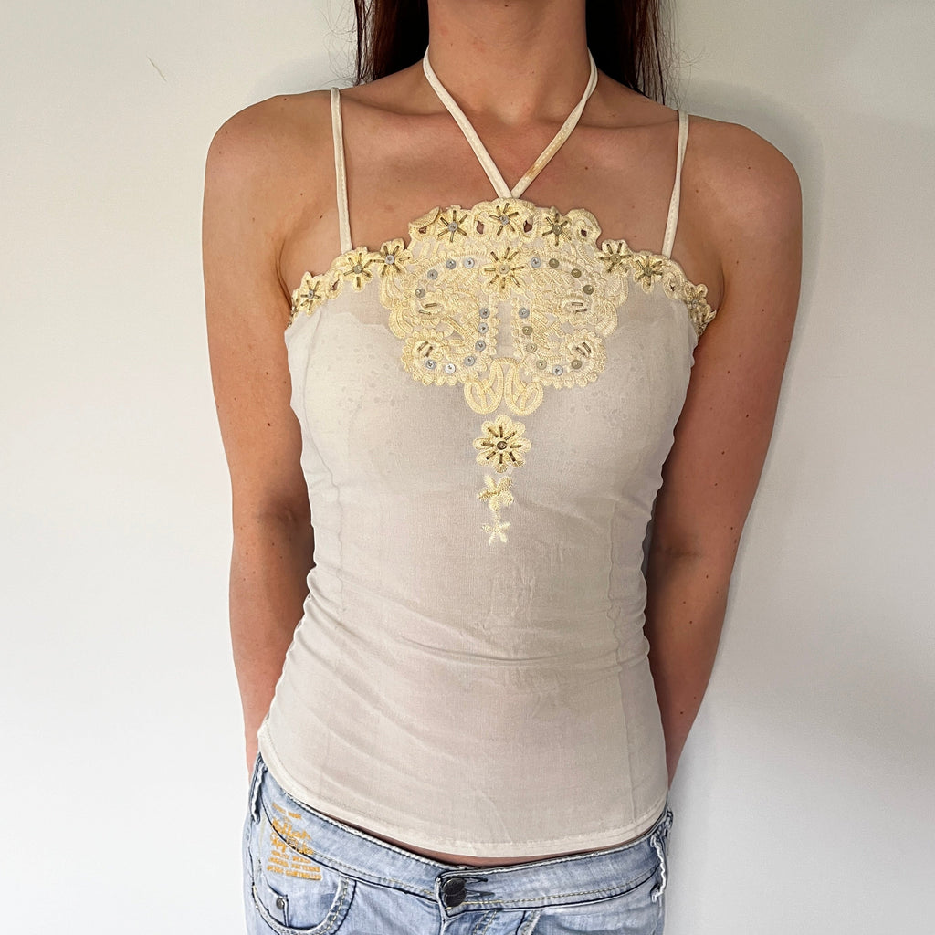 deadstock white embroidered cami