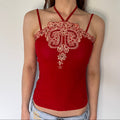 deadstock red embroidered cami