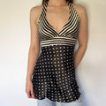 satin striped & polka dot top