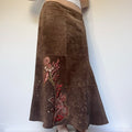 Derhy suede leather beaded midi skirt