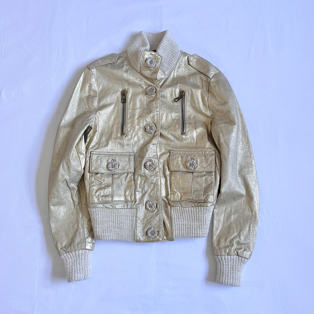 Phard gold leather bomber jacket