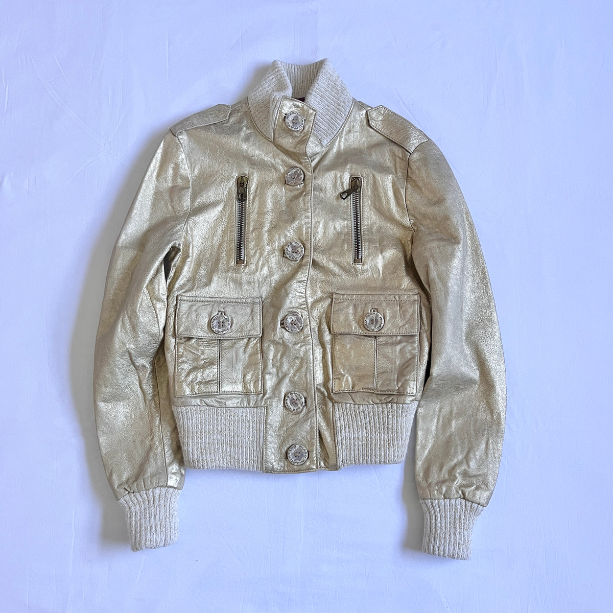 Phard gold leather bomber jacket