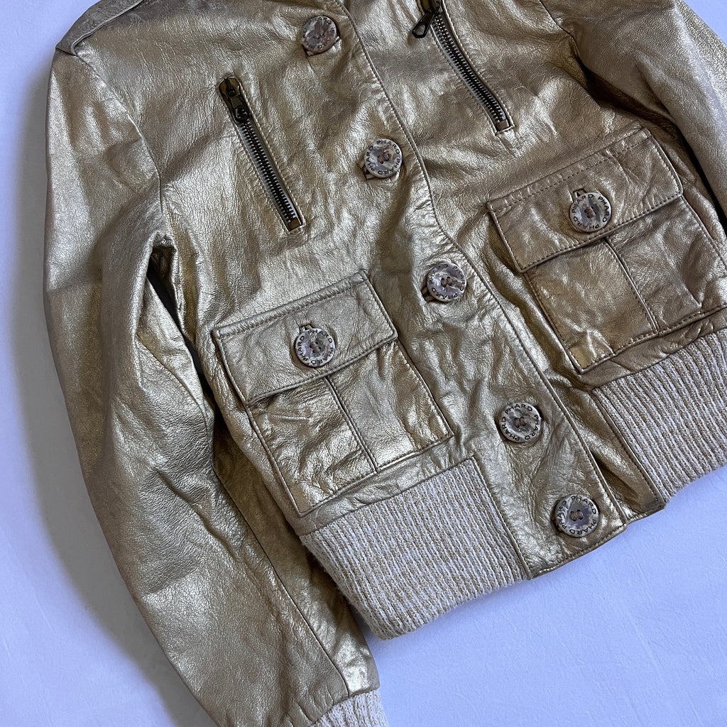 Phard gold leather bomber jacket