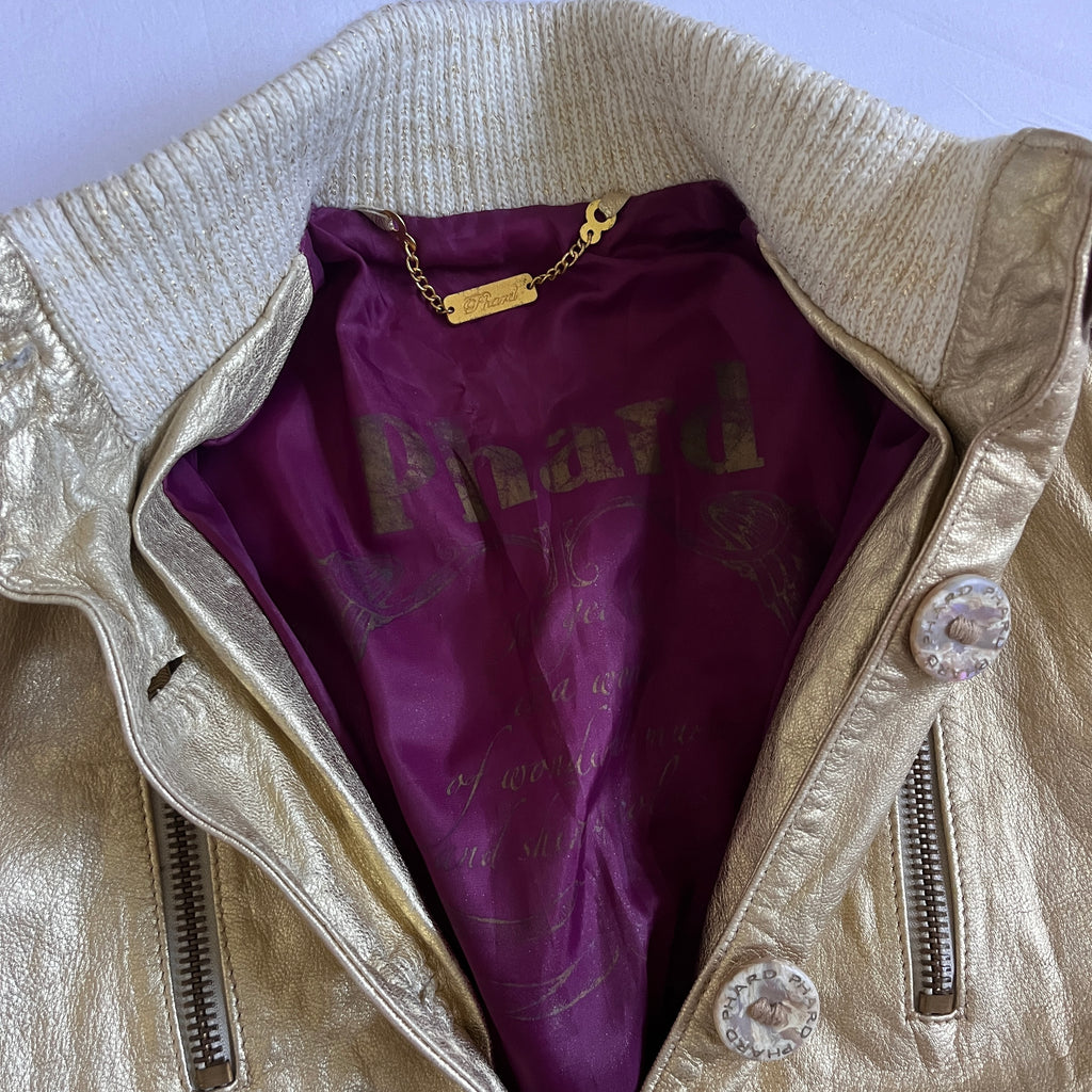 Phard gold leather bomber jacket