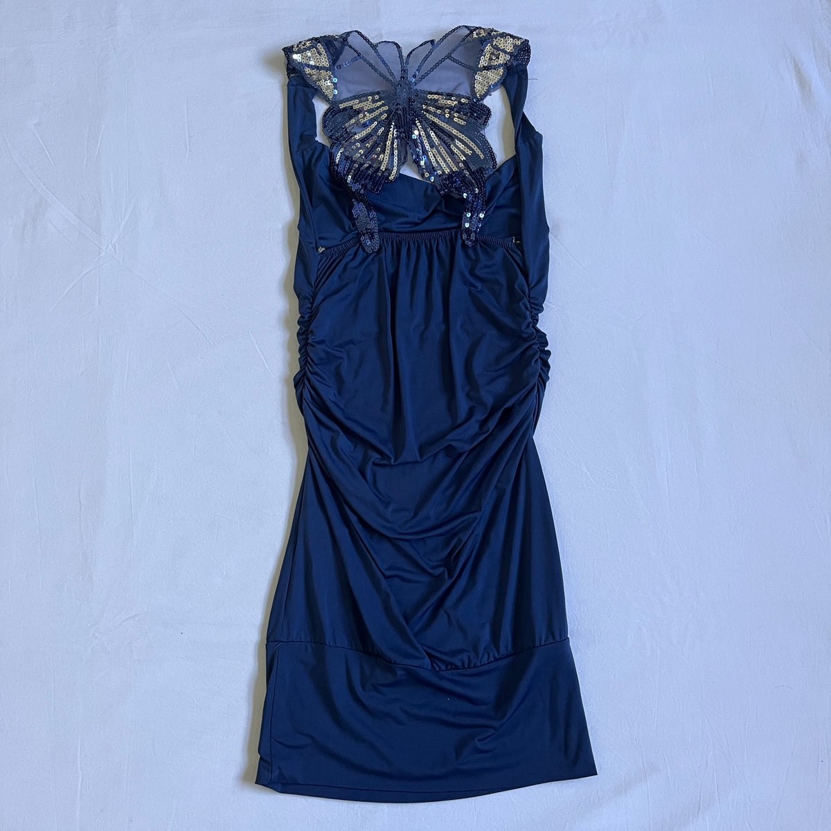sequin butterfly bodycon mini dress