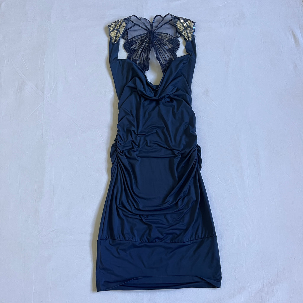 sequin butterfly bodycon mini dress
