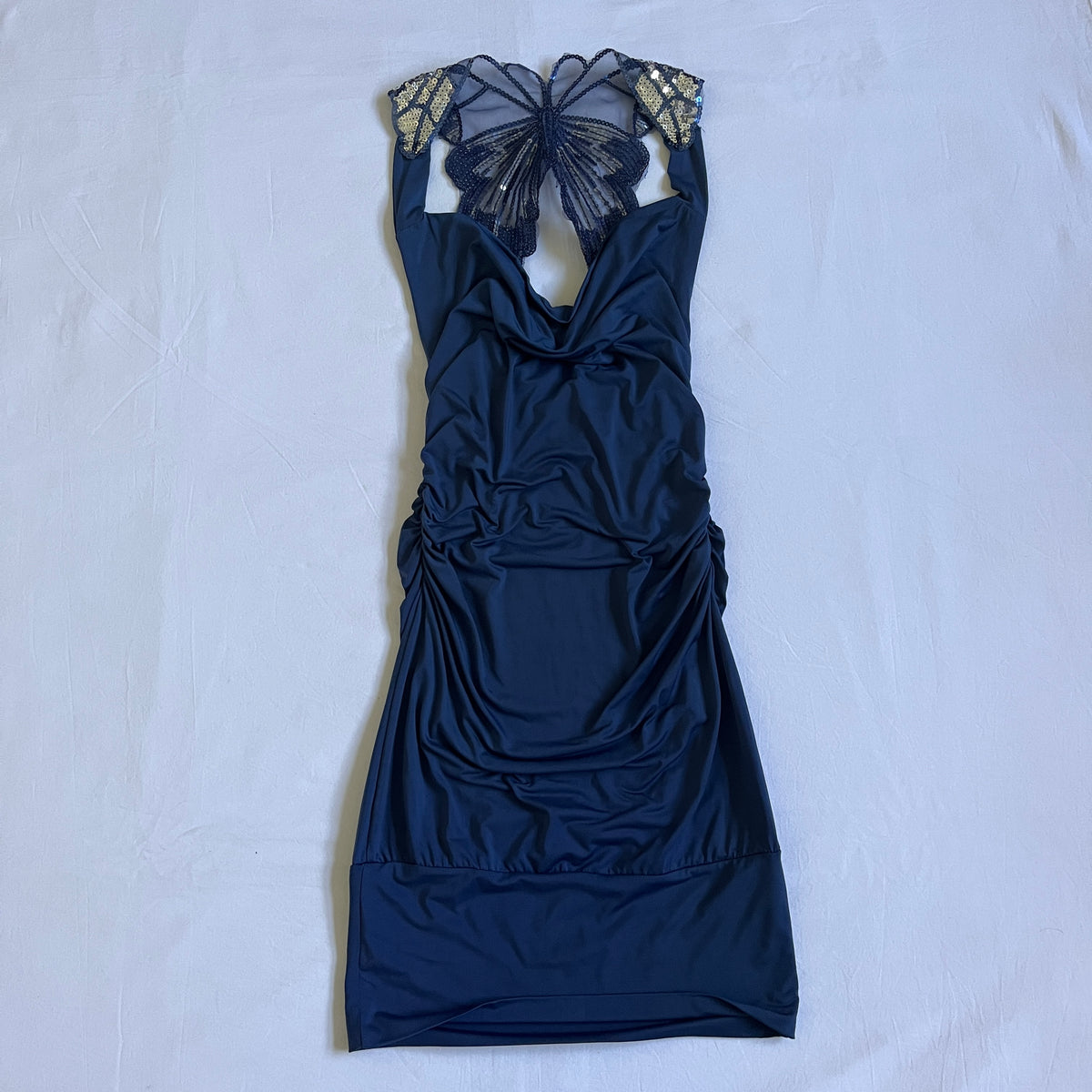 sequin butterfly bodycon mini dress
