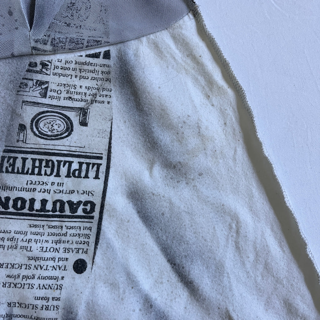 newspaper print lace trim cami