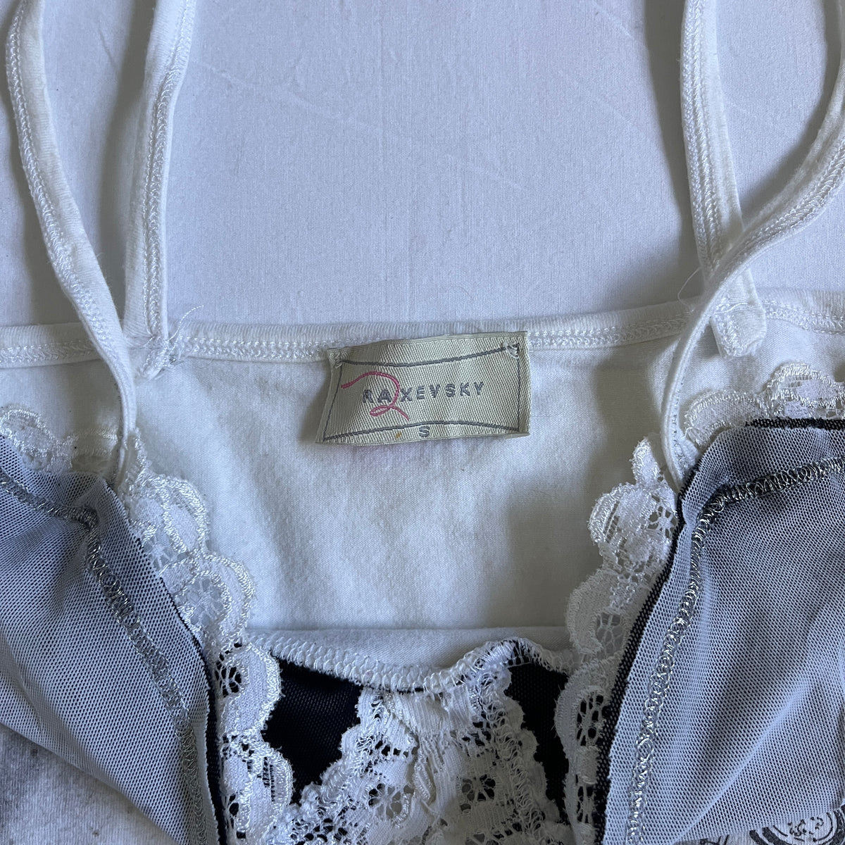 newspaper print lace trim cami