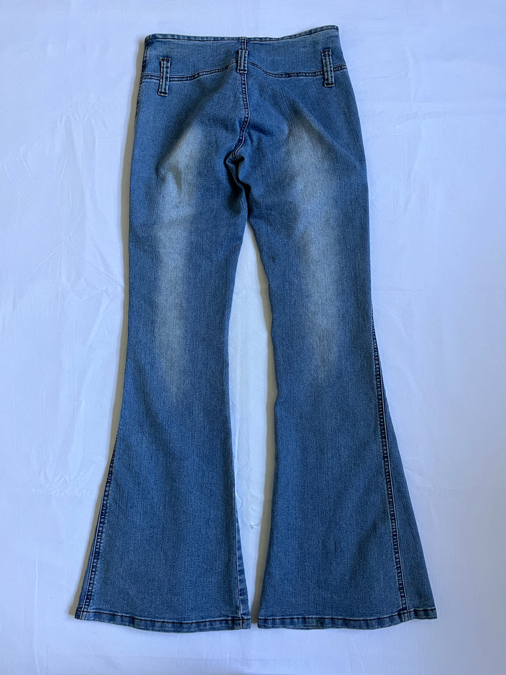 low rise flared lace detail jeans