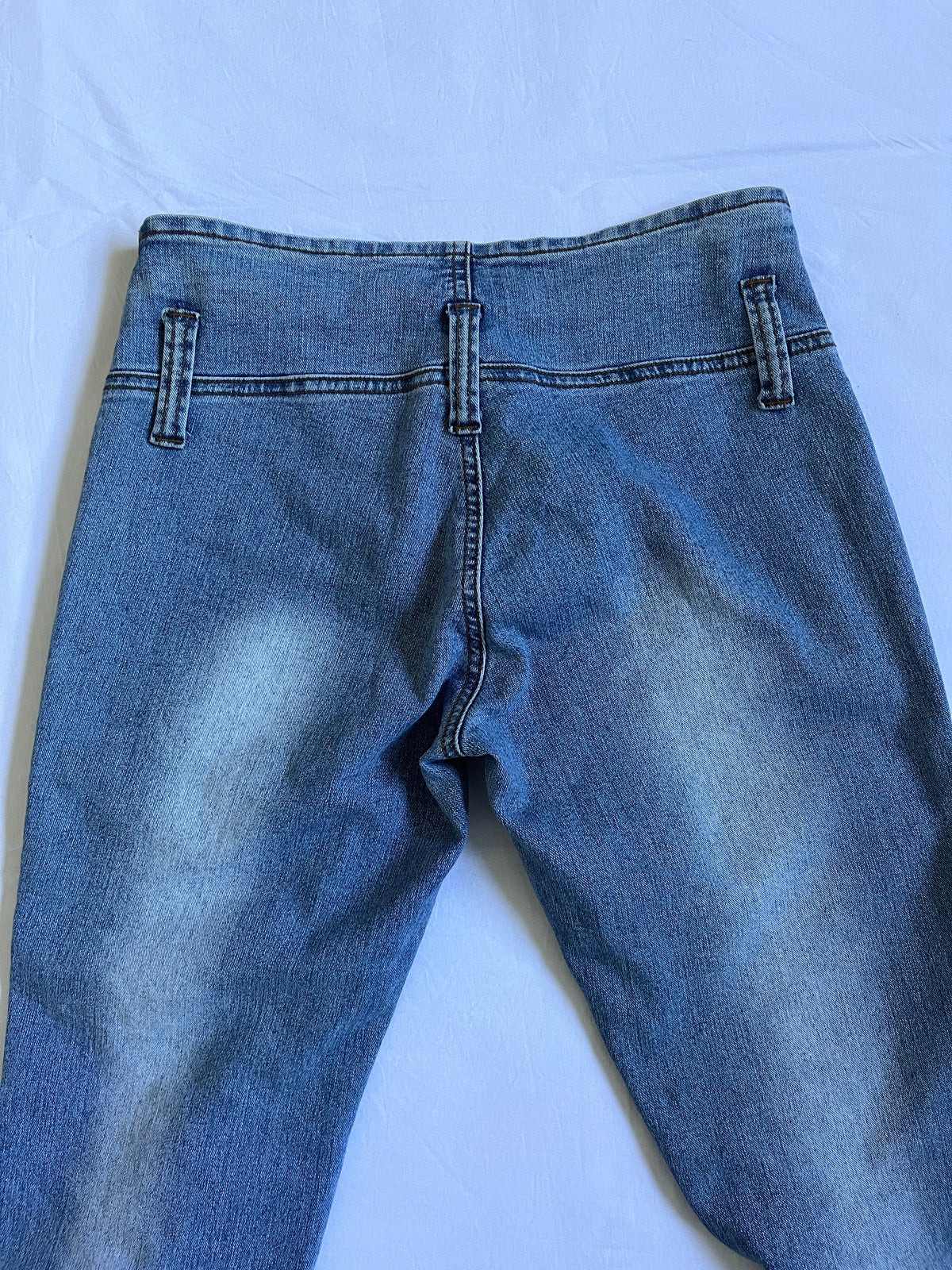 low rise flared lace detail jeans