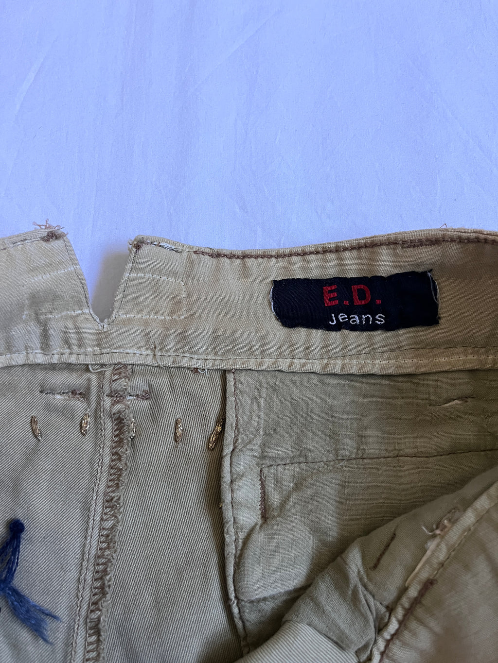 tan embroidered wide leg cargo pants