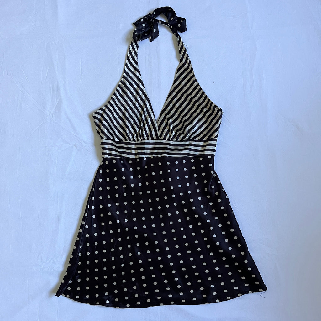 satin striped & polka dot top