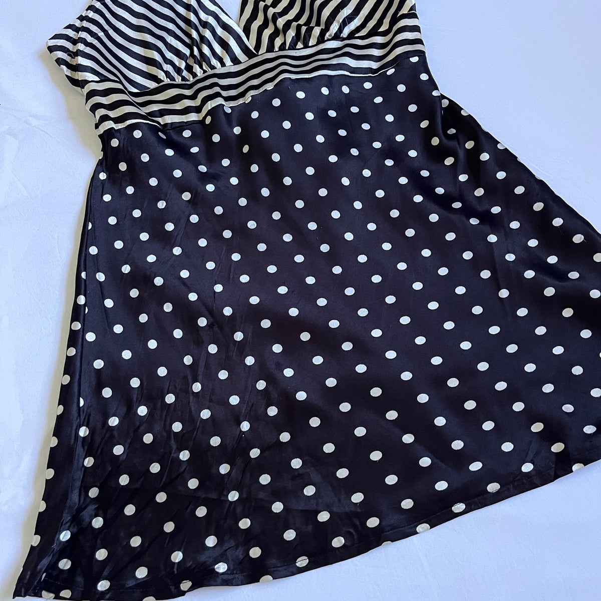 satin striped & polka dot top