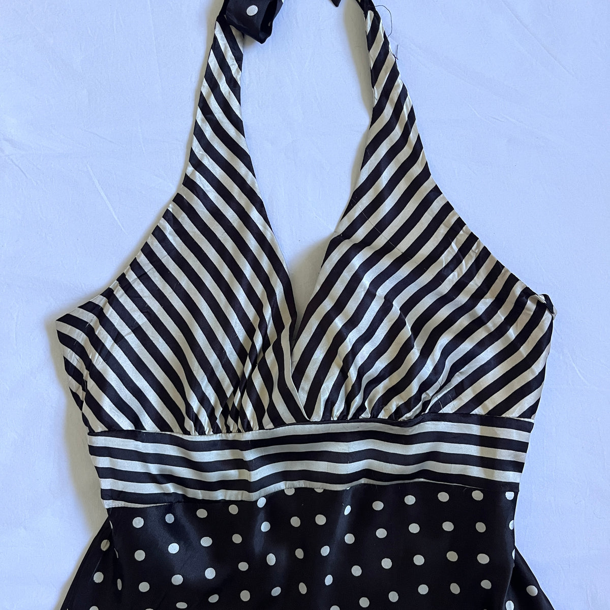 satin striped & polka dot top