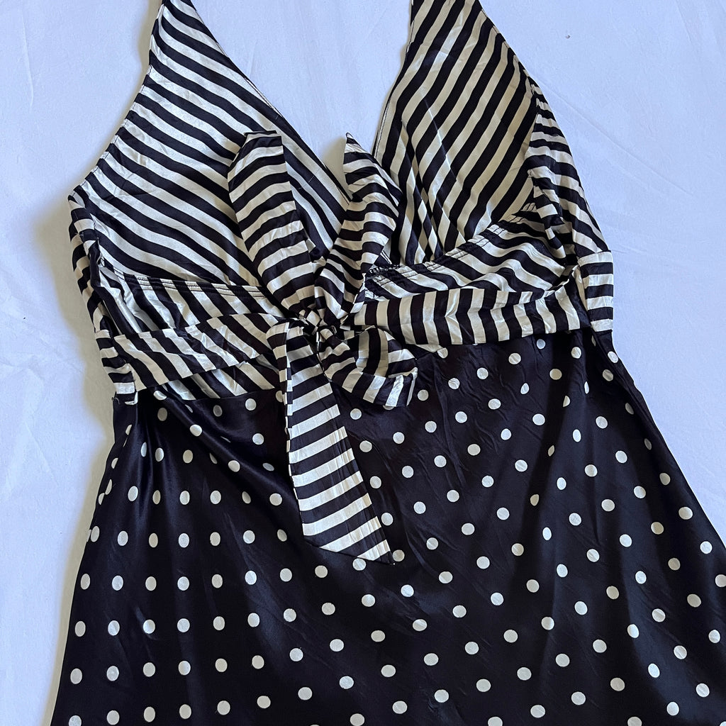 satin striped & polka dot top