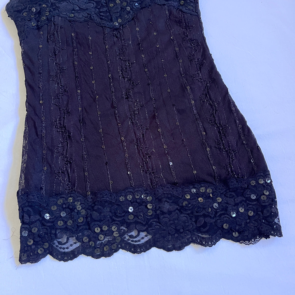 black sequinned halter top