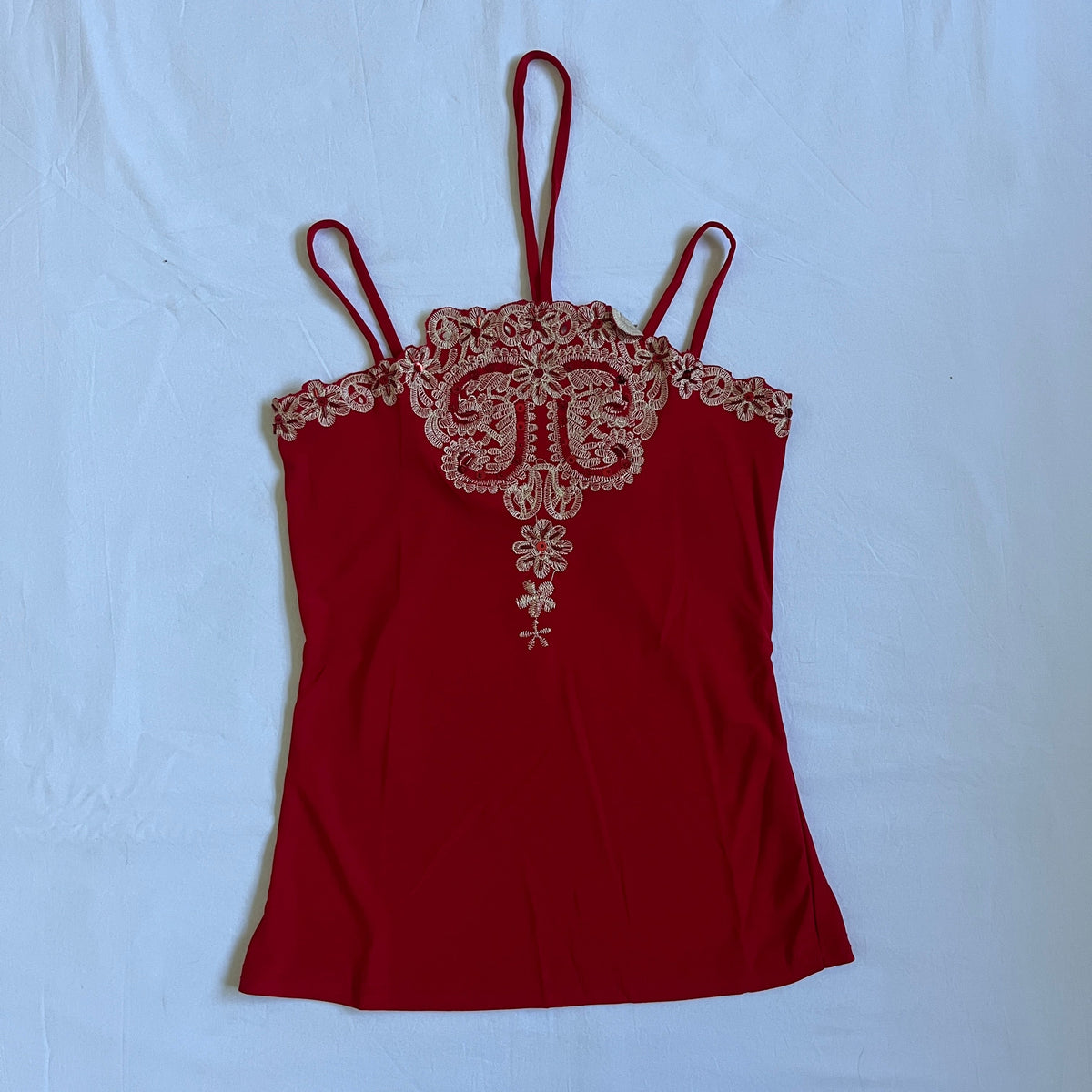 deadstock red embroidered cami
