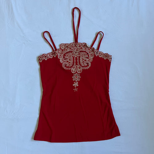 deadstock red embroidered cami