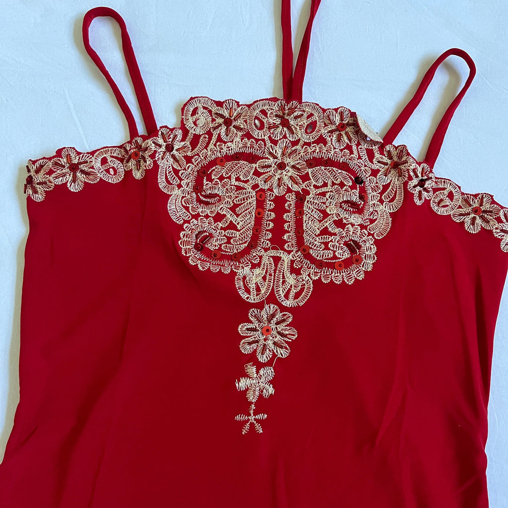 deadstock red embroidered cami