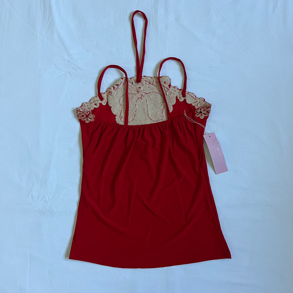 deadstock red embroidered cami