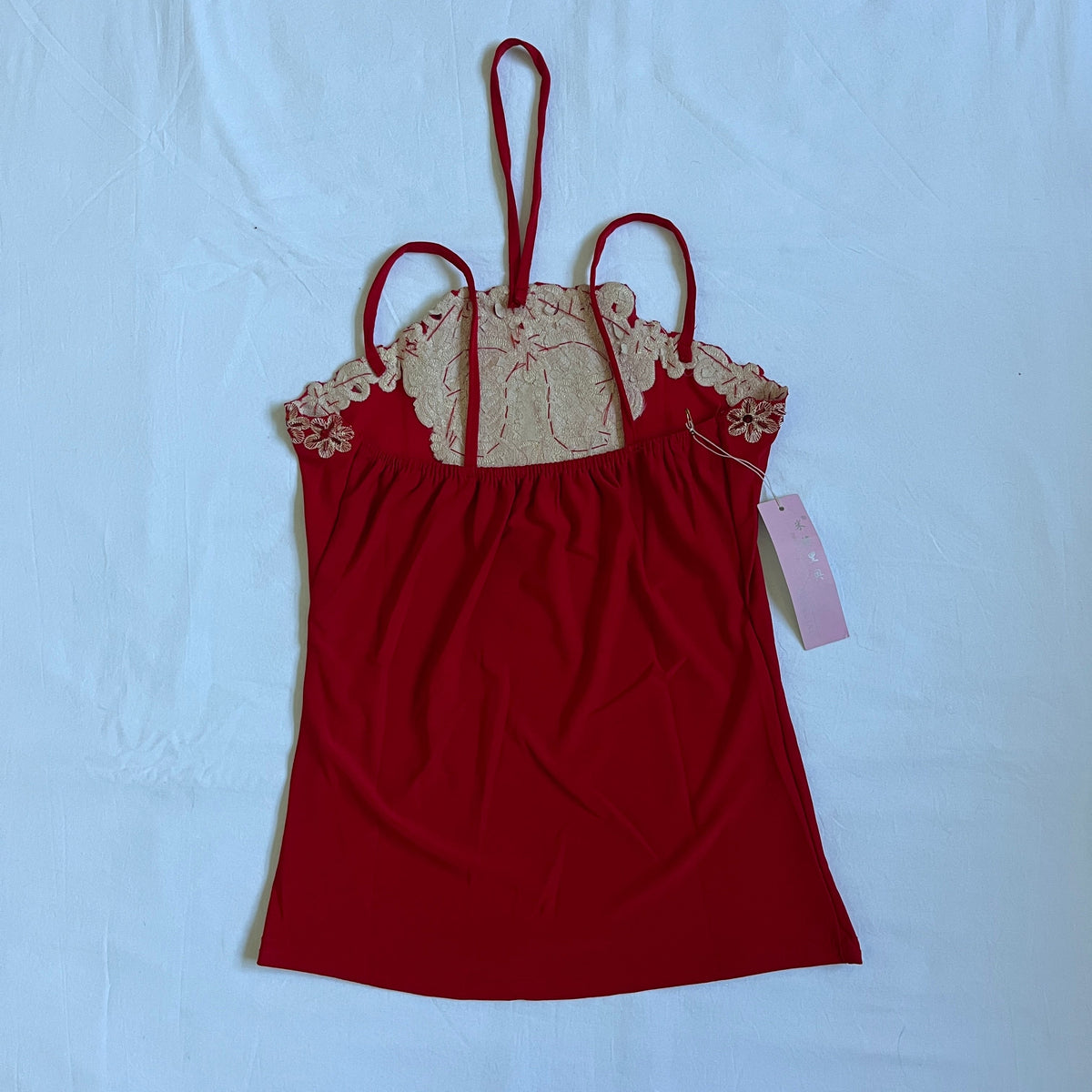 deadstock red embroidered cami