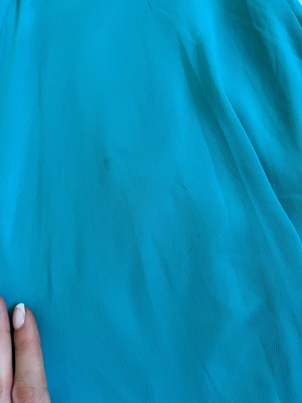 teal blue beaded mini dress