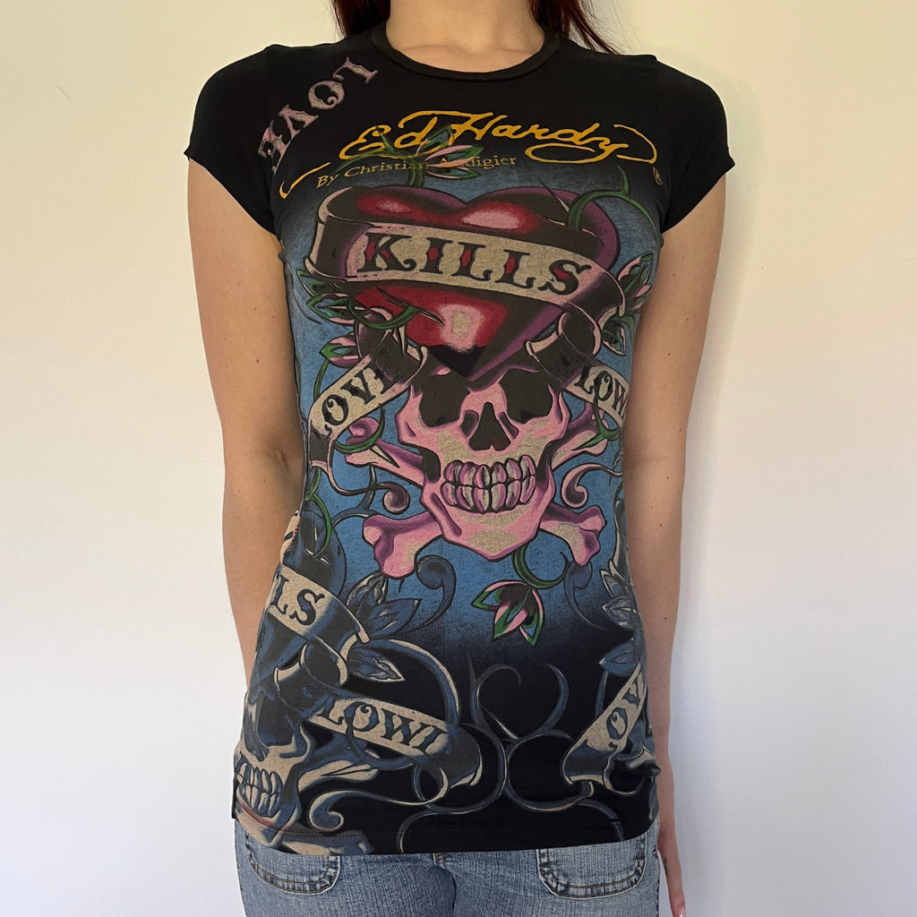 ed hardy 'love kills' fitted tee