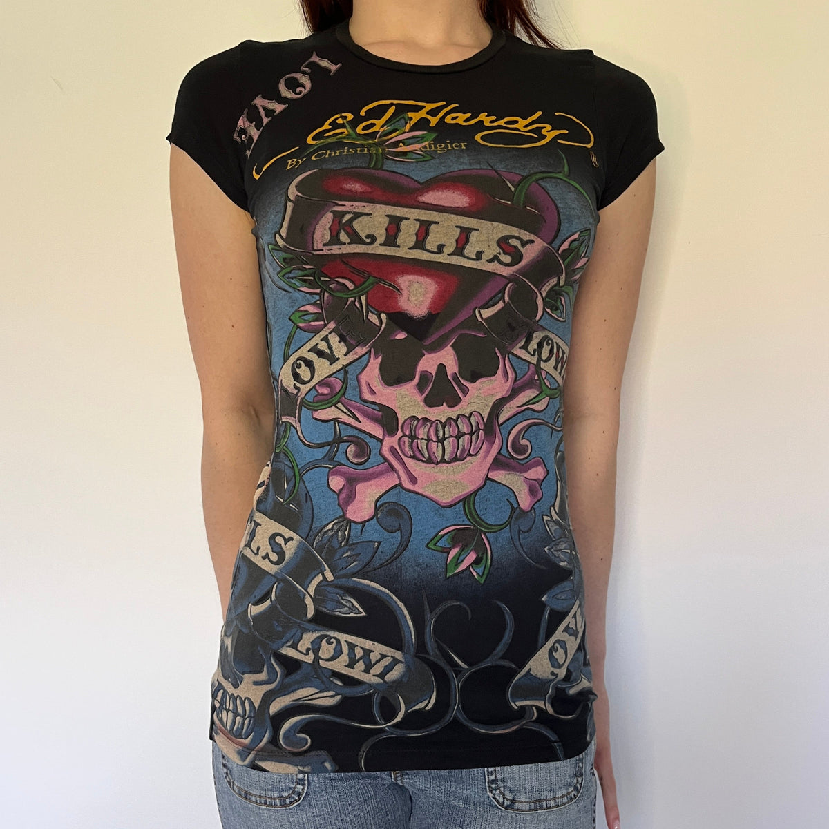 ed hardy 'love kills' fitted tee