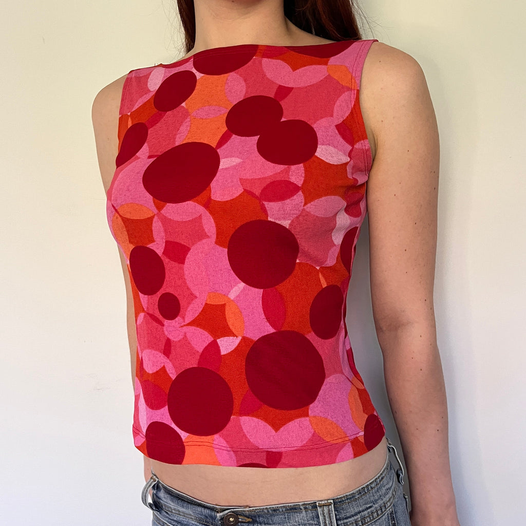 pink polka dot boatneck top
