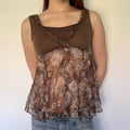 brown babydoll tie back top