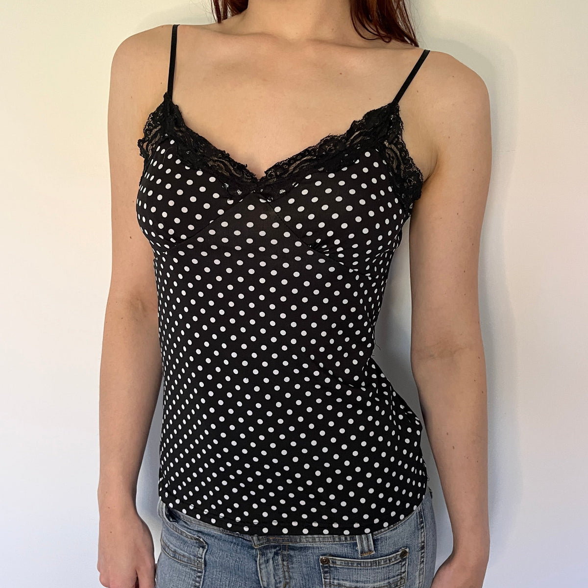 polka dot lace trim cami
