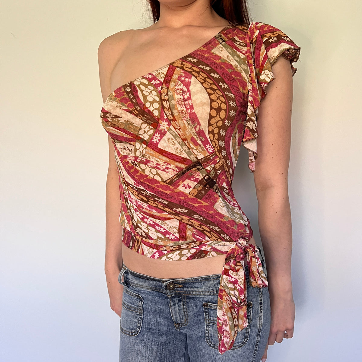 one shoulder ruffled top