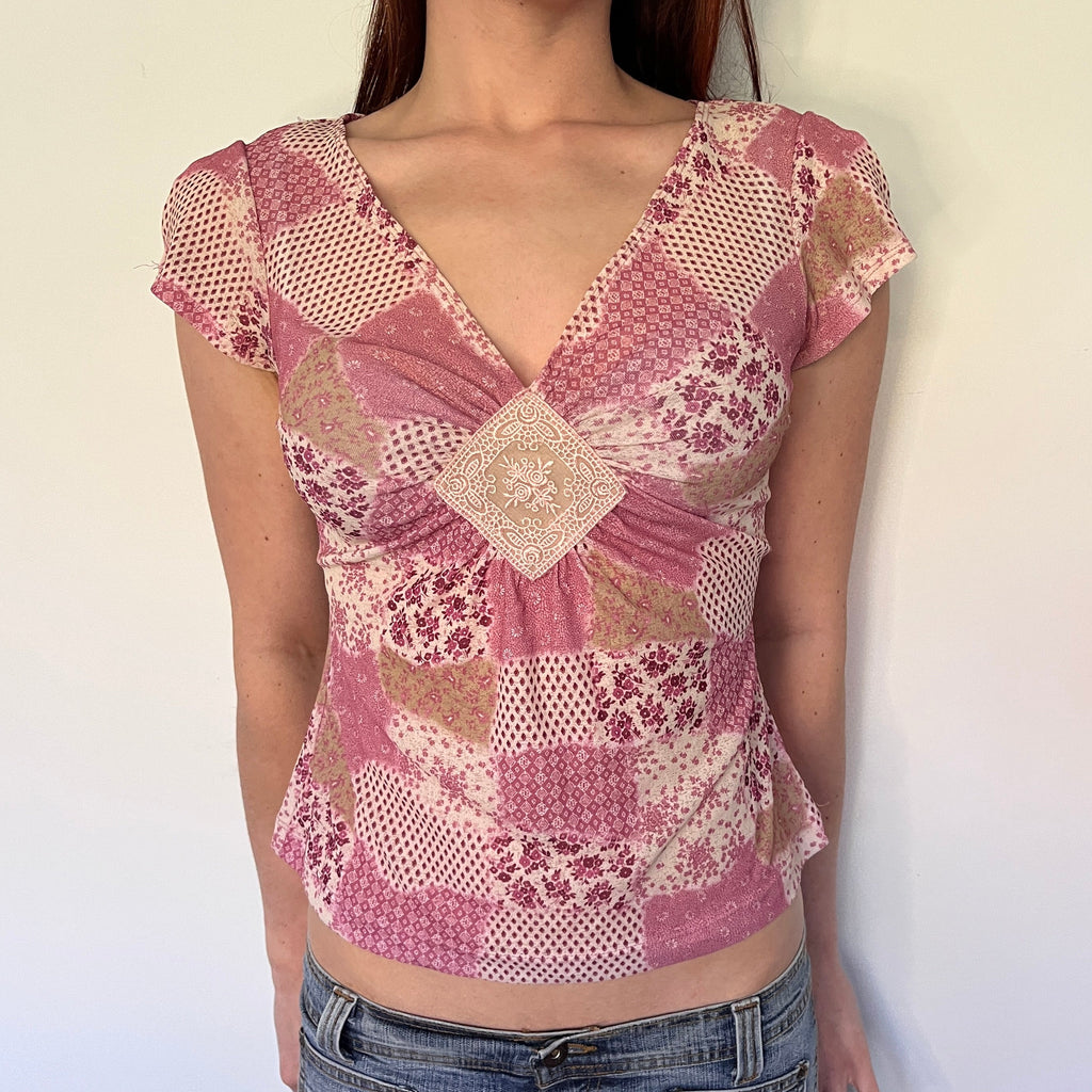 floral patchwork top