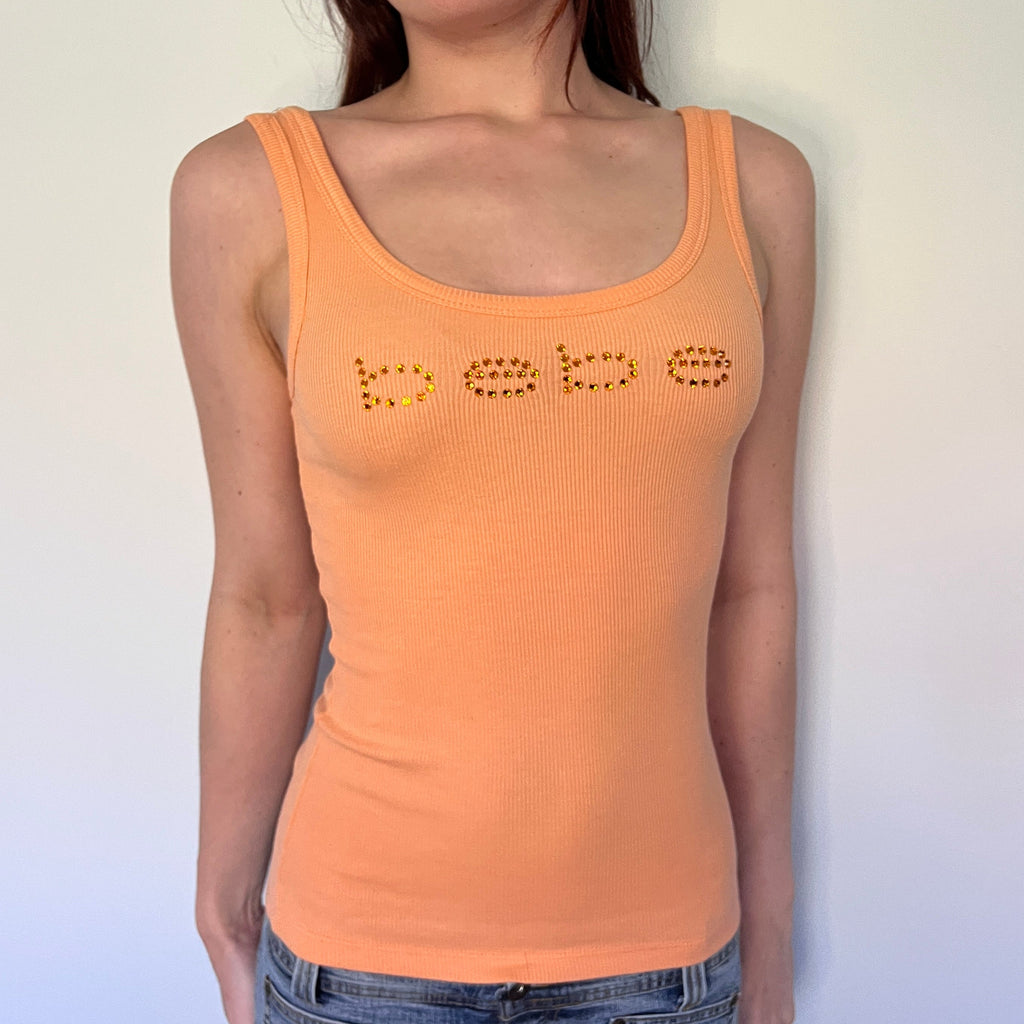 bebe orange rhinestone tank