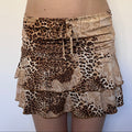 leopard print ruffle mini skirt