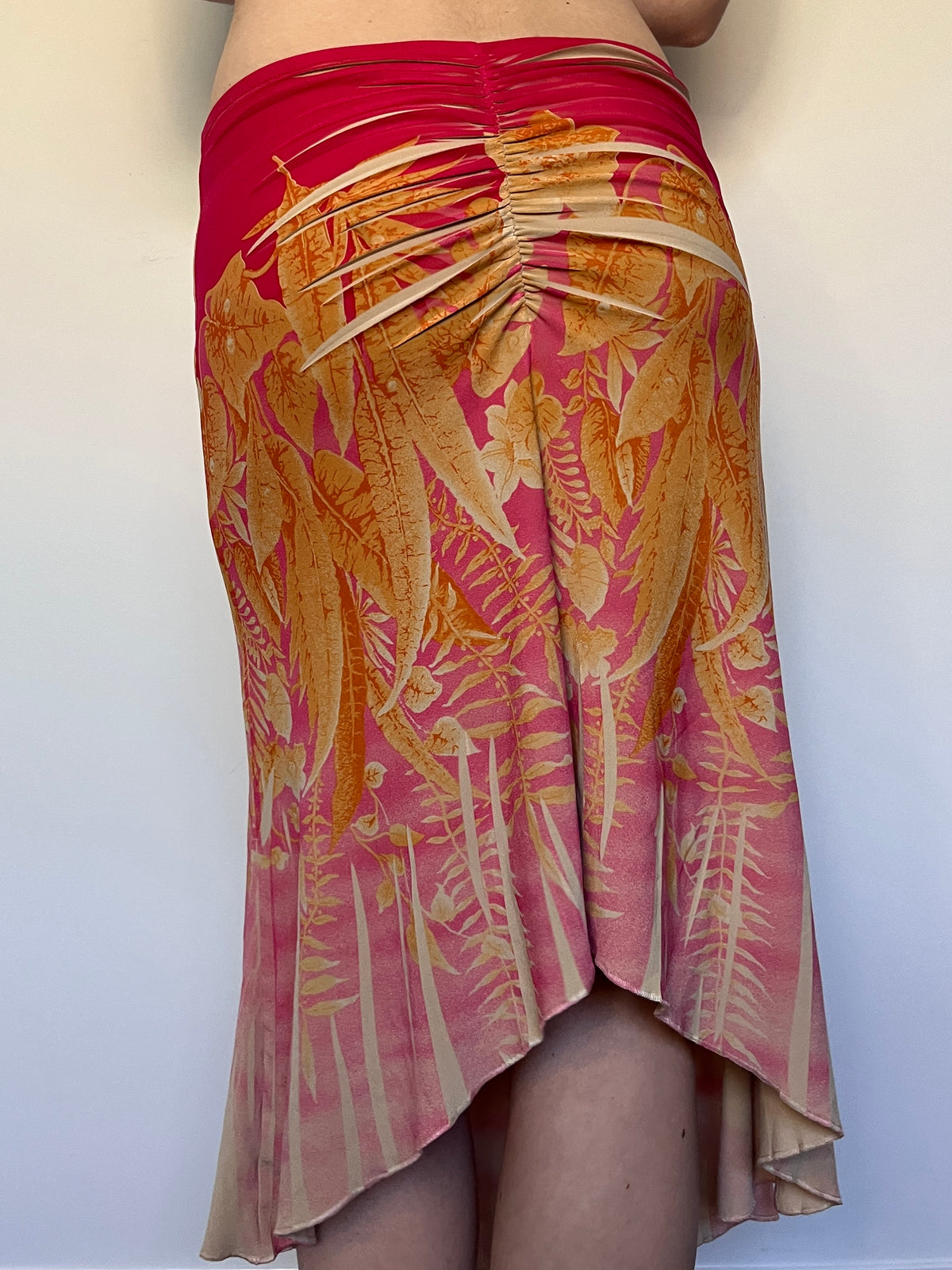 floral asymmetrical midi skirt