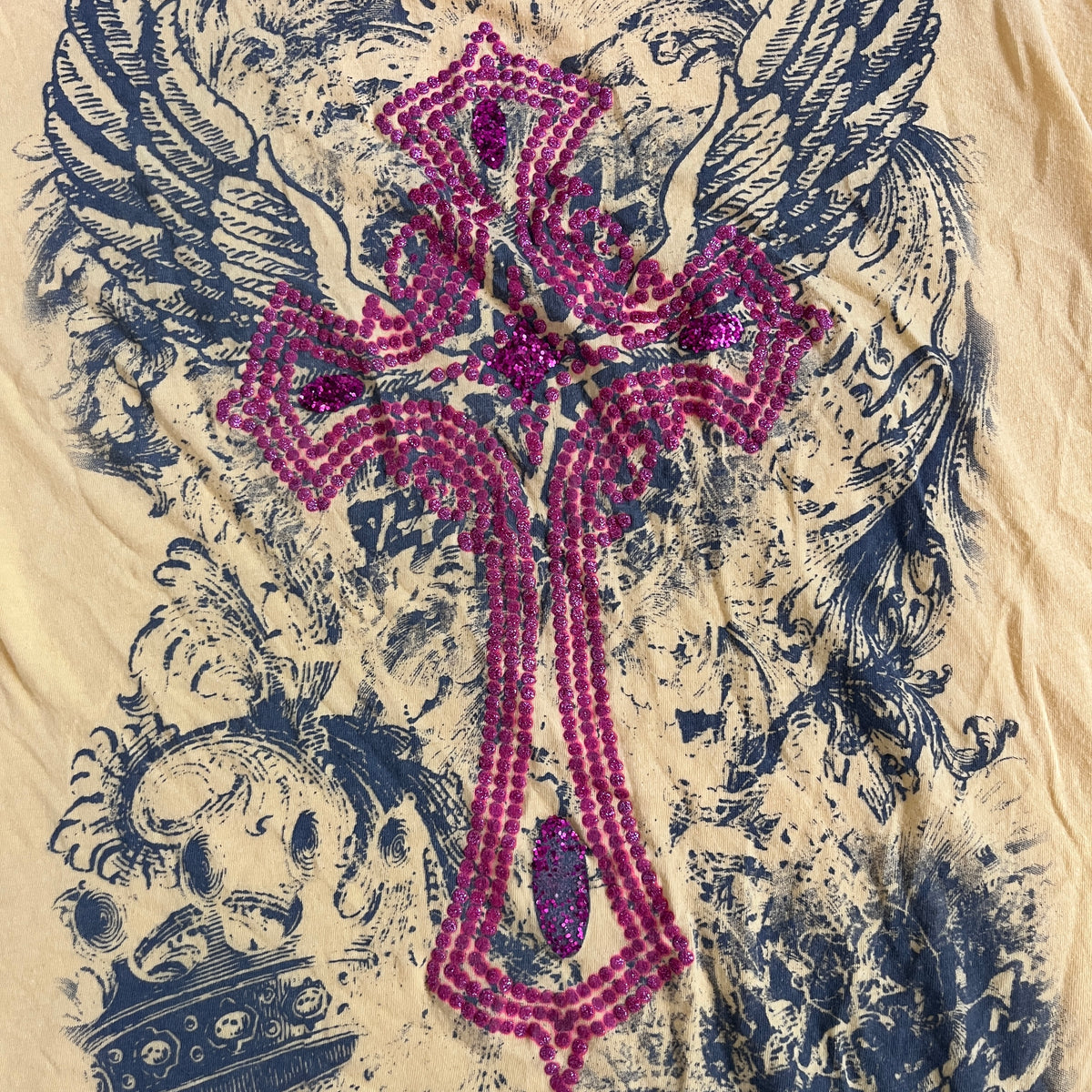 grungy yellow cross baby tee