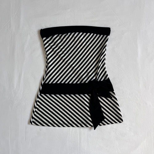 black & white strapless top