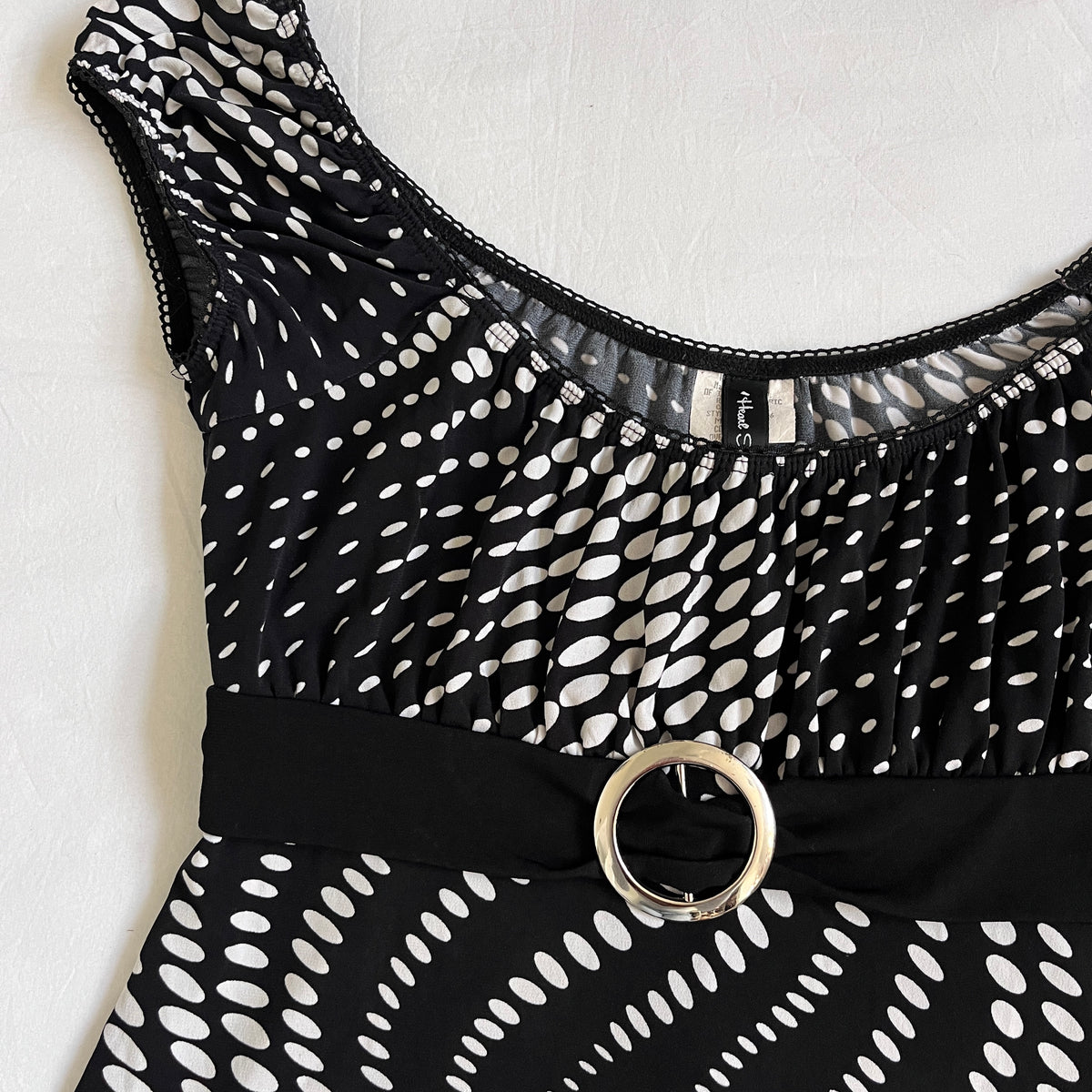 black & white polka dot babydoll top