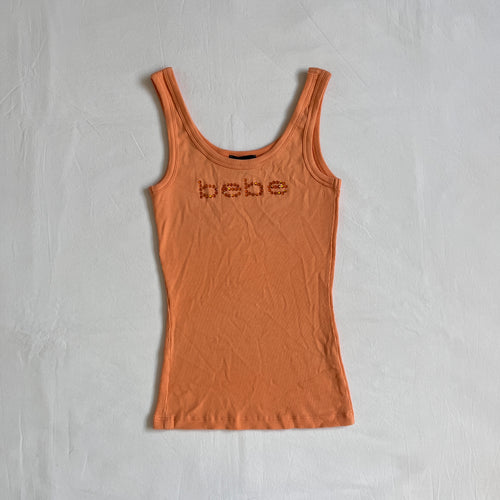 bebe orange rhinestone tank