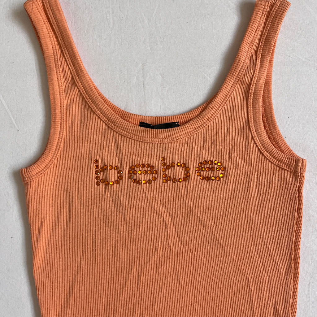 bebe orange rhinestone tank