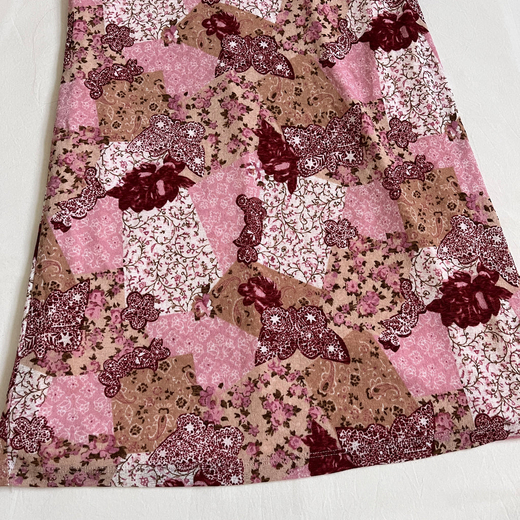 floral patchwork milkmaid mini dress