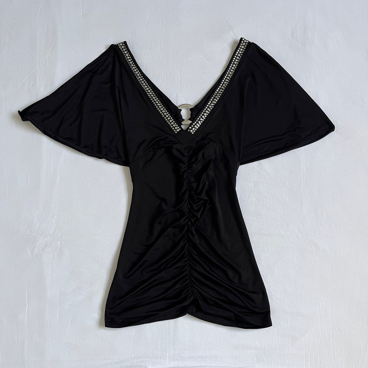 black batwing top w/ rhinestones