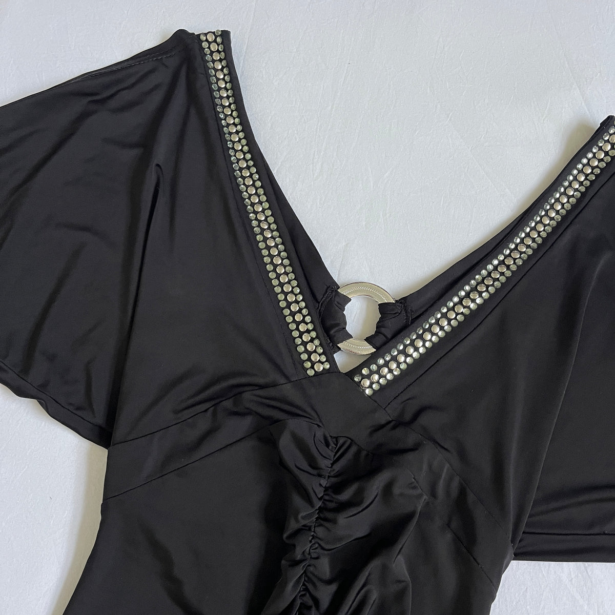 black batwing top w/ rhinestones