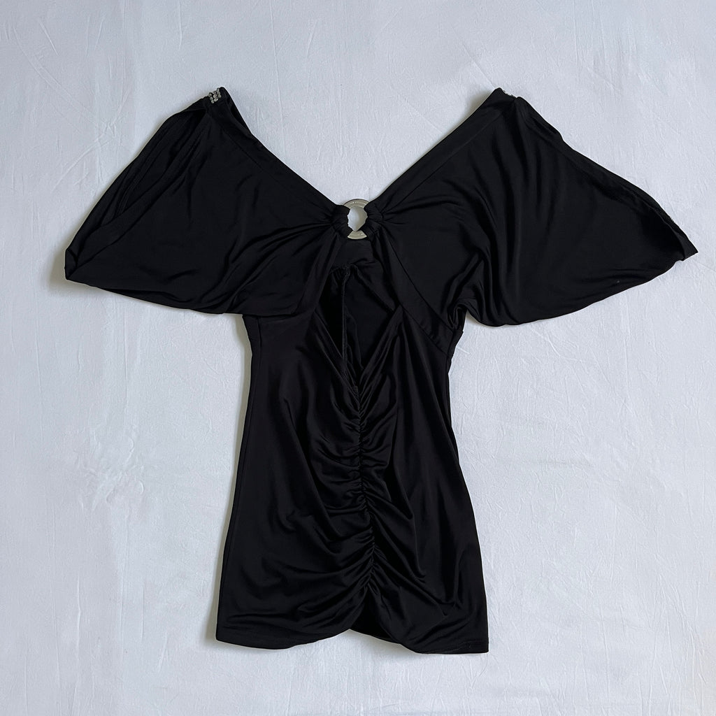 black batwing top w/ rhinestones