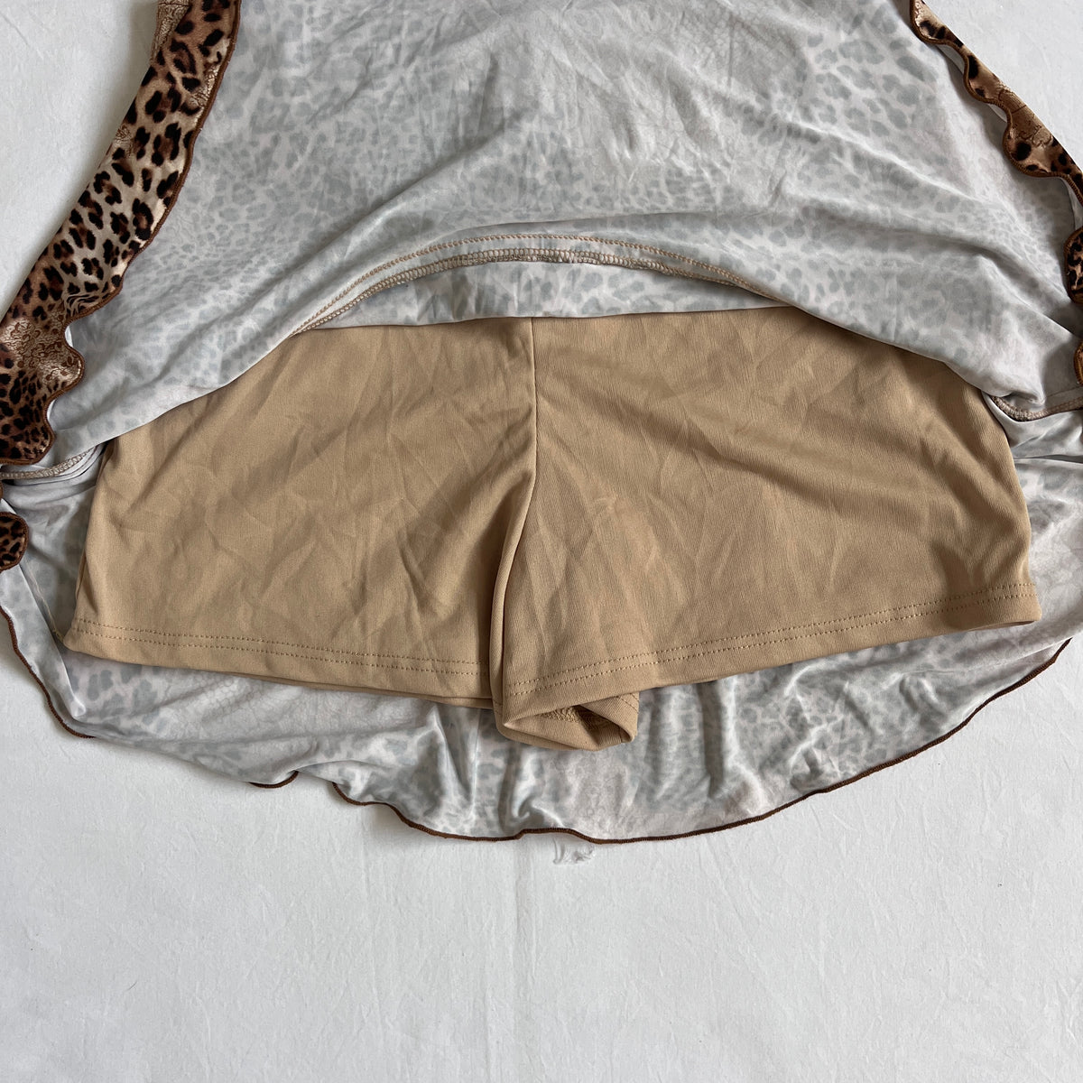leopard print ruffle mini skirt