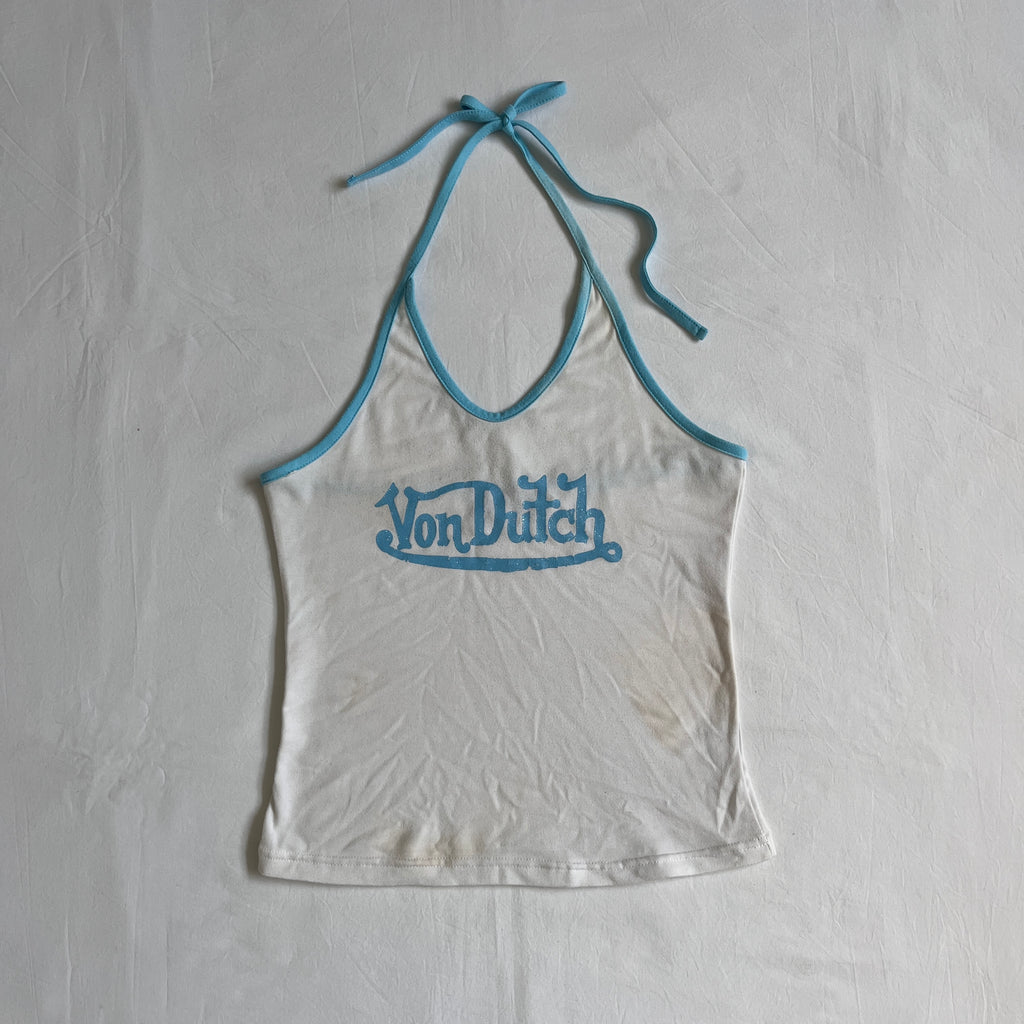 von dutch sparkly blue halter top