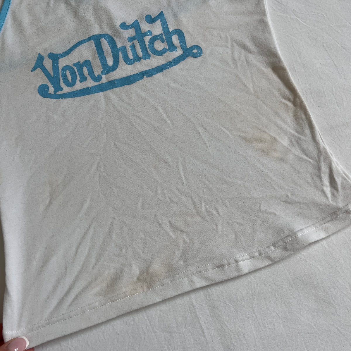 von dutch sparkly blue halter top